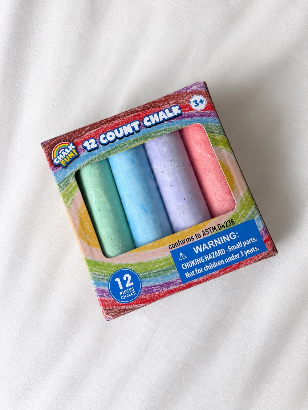 Chalk Fun! 12-Count Sidewalk Chalk – Pastel Colors – New